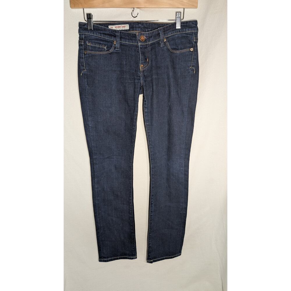 X2 Jeans Womens vtg Ultra Low Rise W01 Skinny Jeans‎ Sz 6 Dark Wash Pockets Y2K